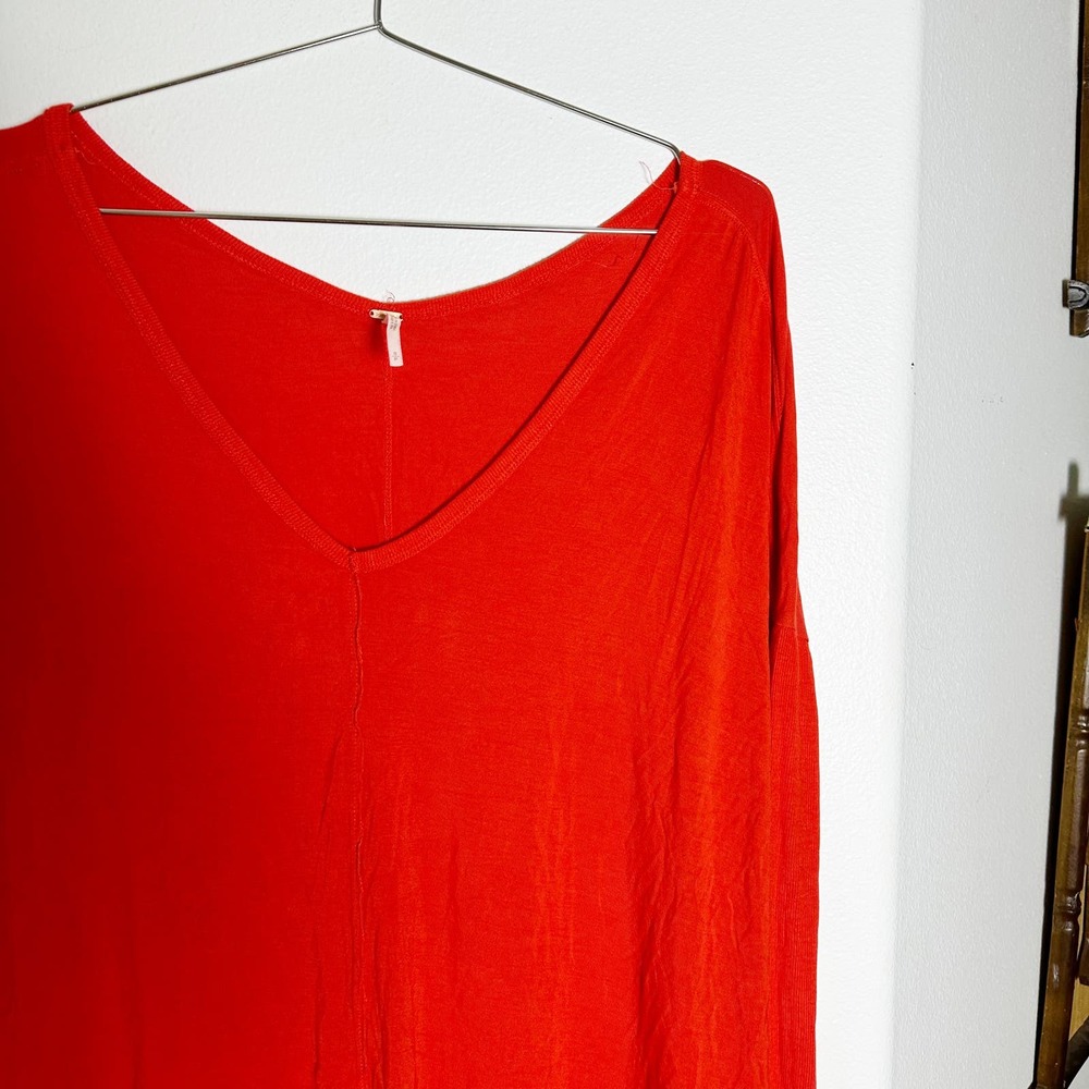Free People Moonshine Knit Thermal Top Tunic Optic Red sz S - Picture 3 of 7